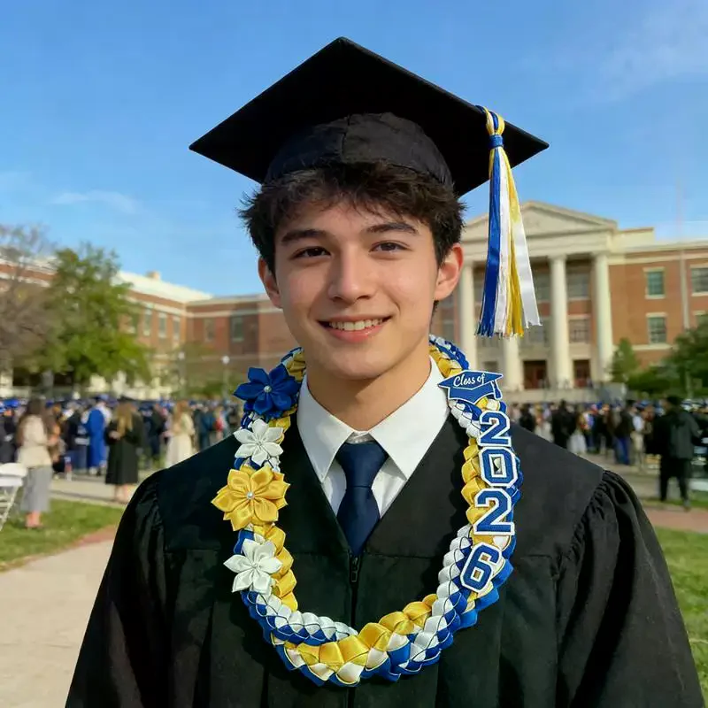 Handmade Class Of 2026 Graduation Lei With Satin Flower Accents Braided Design For Grad Ceremonies Photo Shoots And Gifts