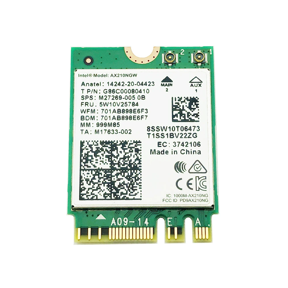 WiFi 6E Intel AX210 AX210NGW трехдиапазонный 2,4G/5G/6G 802.11AX 5374M Bluetooth 5,2 WiFi 6 беспроводной сетевой адаптер M.2 Wlan Wi-Fi карта