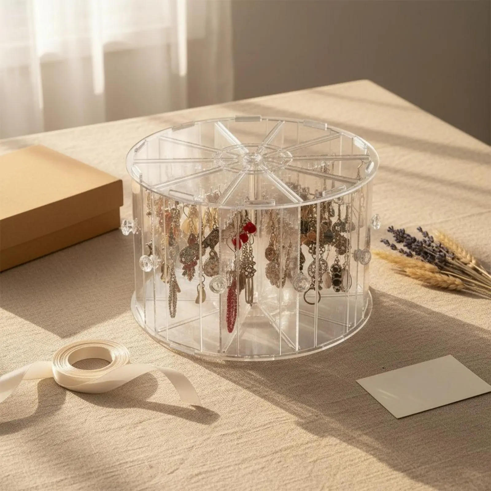 Rotating Earring Stand Multi-Tier Rotating Earring Holder Clear Jewelry Rotating Display Space Saving Acrylic Jewelry Stand