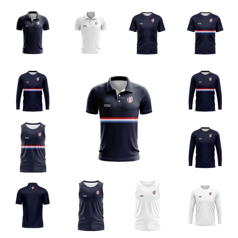 2023 France Rugby Home Jersey white polo Shirt 2023/24 FRANCE Vest HOME RUGBY TRAINING JERSEY SINGLET