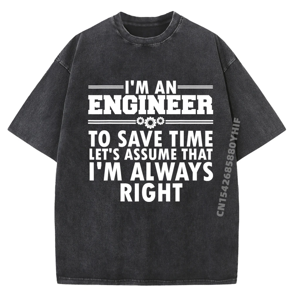 

Tops Tees Retro Washed Tee Shirt Best Engineer Art Humor Engineering Summer Luxury Designer Printed Male Tshirts Street Classic