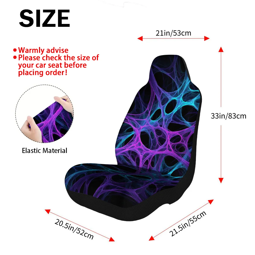 2pcs Modern Neon Web Network Print Car Seat Covers | Comfortable, All Season Use, Universal Fit For Most Vehicles, Stylish Inter
