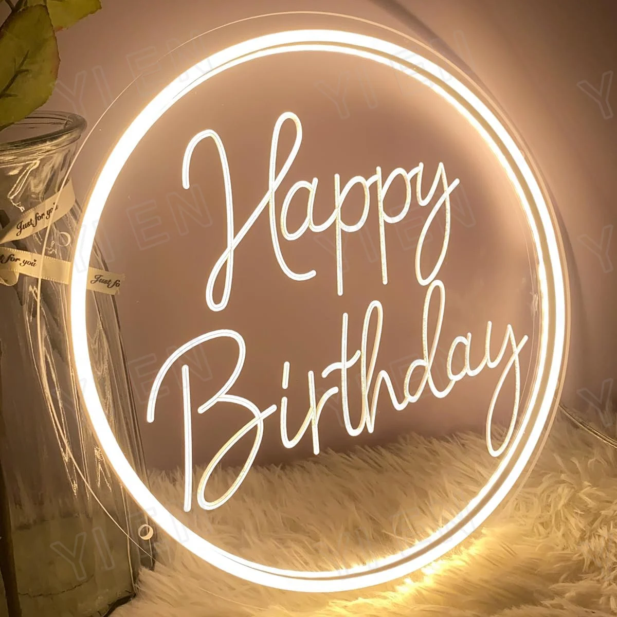 Imagem -02 - Feliz Aniversário Led Neon Sign para Wall Decor 3d Art Carving Design Indoor Quarto Signs Backdrop Flex Festa de Natal Casamento