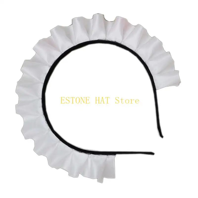 49mf Bandons en dentelle plissée délicate fille prenant une photo Hoop Maid Costume Tool