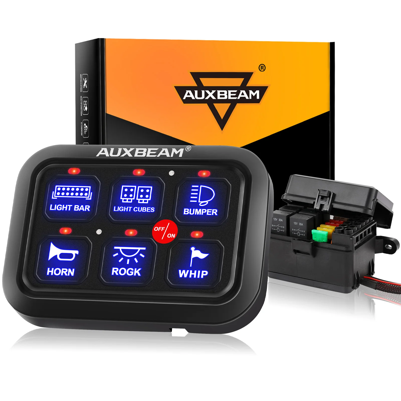 

AUXBEAM Switch Panel for 6 Car Lights / Electronic On-Off Control Relays System 720W Universal for DIY Car Caravan Boat Lighting