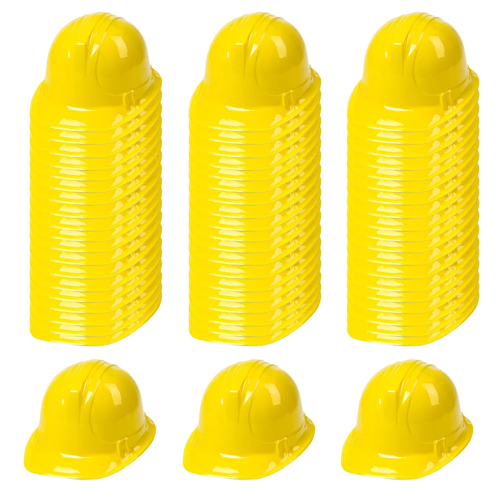 10-80pcs Yellow Plastic Worker's Hat Safety Helmet Kid Engineering Construction Theme Birthday Party Decor Supplies Cosplay Prop