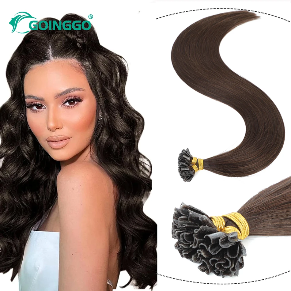 

Straight U Tip Keratin Hair Extensions Nail Tip Extensions Machine Remy Fusion Pre-Bonded Brown Blonde Natural Real For Women