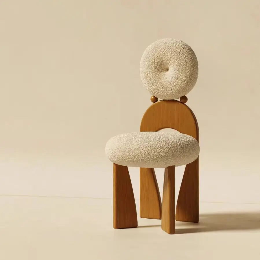 xx-Nordic  Dining Chairs Solid Wood Frame Earrings Design Upholster Home Office Kitchen Modern Lamb Wool Dining Room Chairs*
