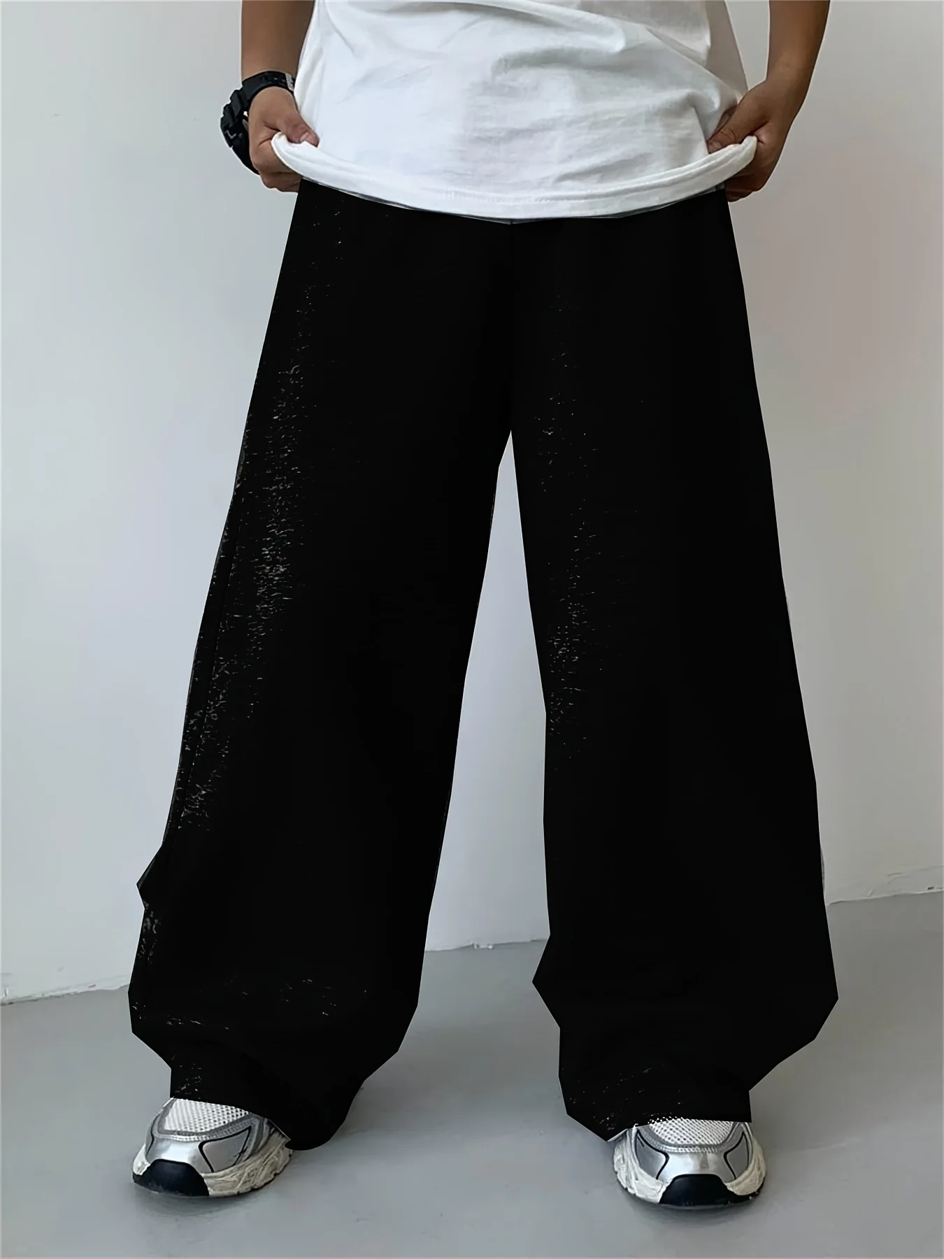 بنطلون رمادي فضفاض ومستقيم الساق. السراويل الناعمة واليومية. بنطال رياضي للجنسين. ملابس الشارع القطنية لجميع المواسم. السراويل الرجالية #6