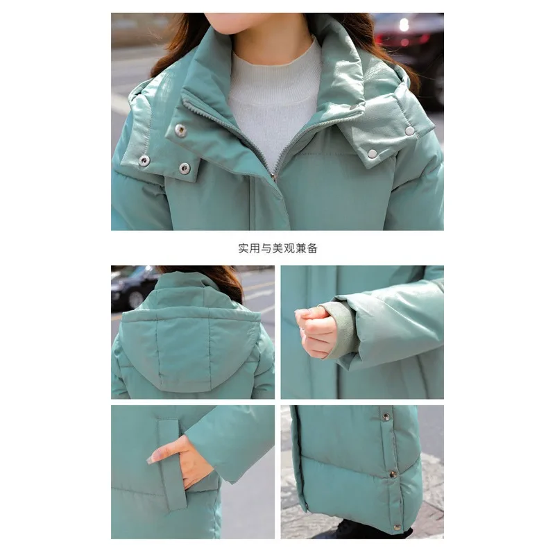 2023 Autumn Winter New Cotton Coat Women Down Cotton Coat Winter Thickened Long Coat New Loose Extra Long Over Knee Cotton Coat