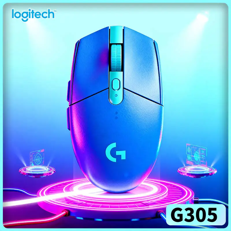 Logitech G305 Wireless LIGHTSPEED Game Mice HERO Sensor 6 Programmable Buttons Reliable For Daily Gaming PC Mac Gamers