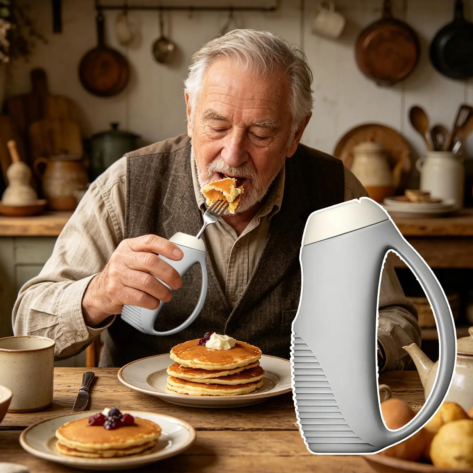 Adaptive Utensils Anti-Shake Weak Hand Grip Aid Eating Utensils For Elderly Rehabilitation Home Kitchen Dining Hospital Recovery