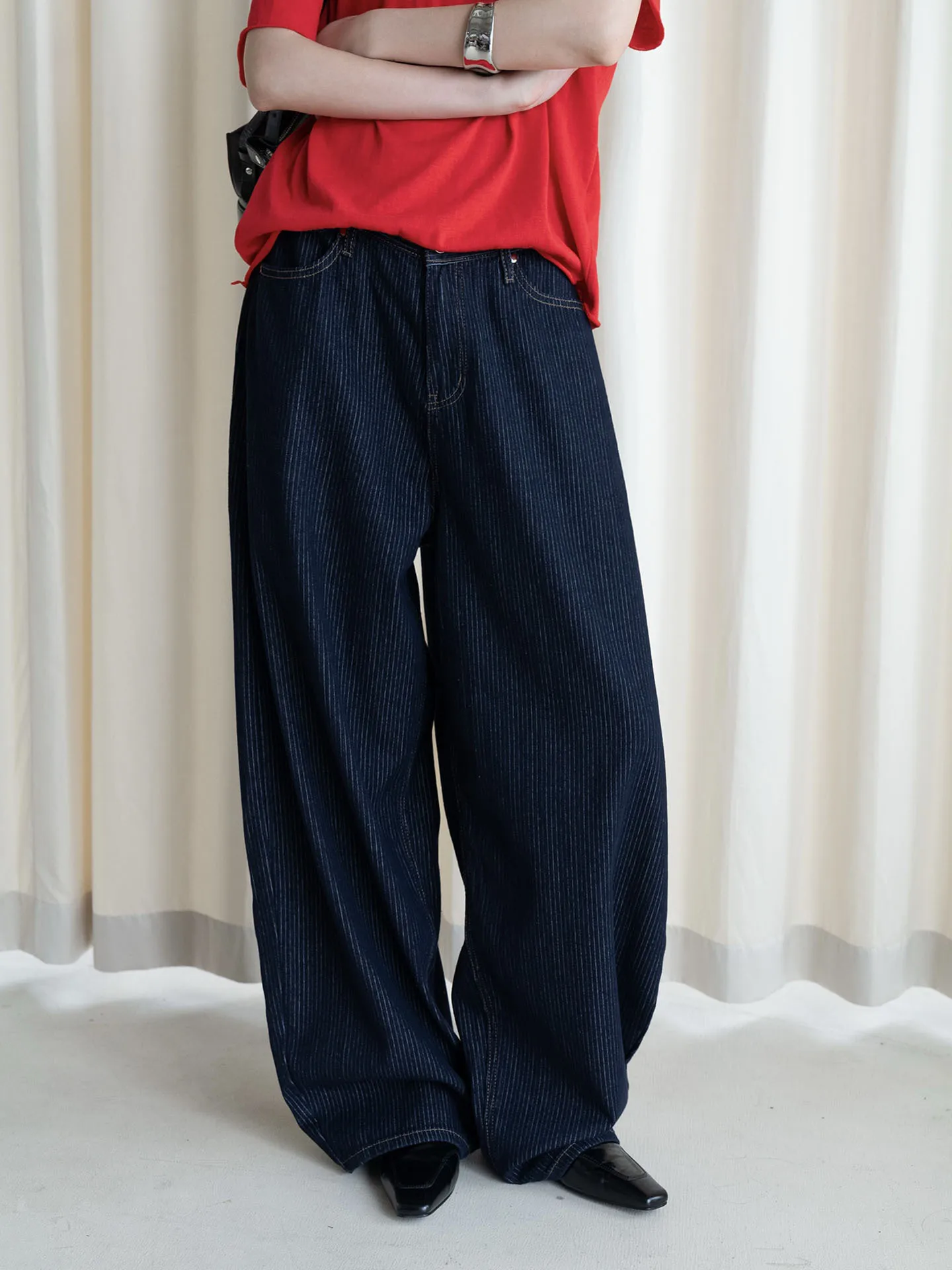 Summer New Parisian Retro Design High Waist Back Cross Splicing Jeans Pants Women