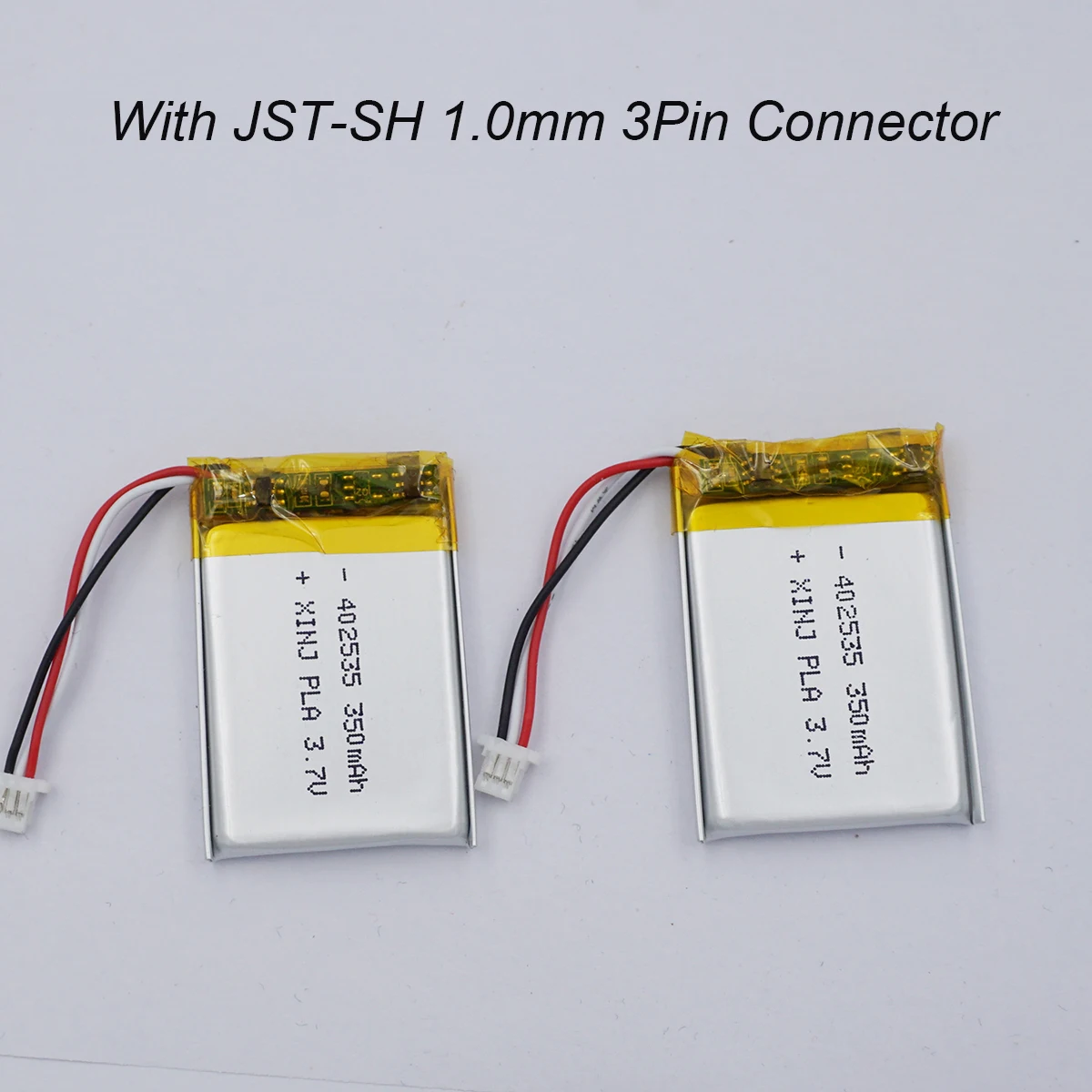 2PCS 3.7V 350mAh 1.29Wh Thermistor 3-Wire Rechargeable Lipo Battery 402535 JST-SH 1.0 For DashCam Camera Bluetooth Speaker Mouse