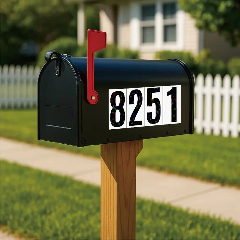 3 بوصة ملصقات أرقام رائعة سوداء فلاش أسود سهلة التعرف على ملصقات تصنيف رقم المنزل لصندوق البريد 5 أوراق #5