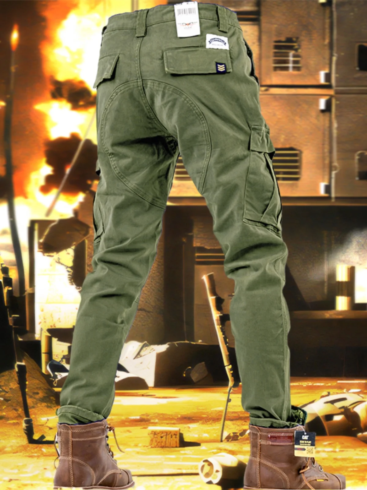 

Рабочие брюки Yezoe Military Sle, мужские свободные прямые брюки с эластичной резинкой, повседневные брюки осенне-зимнего цвета хаки, молодежная мода