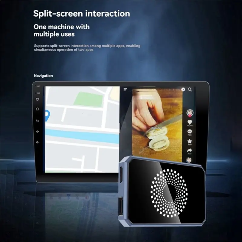 ABKN-محول Carplay اللاسلكي Android AI Box لـ Carplay/Android Auto/To Android 13 HD Port Support Split-Screen