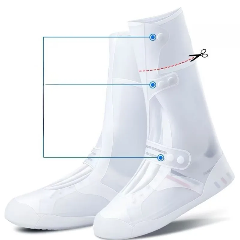 35cm High Tube Rain Shoe Covers Unisex Waterproof Rain Overshoes Anti-Slip Thick Wear-Resistant Adult Rain Silicone Boots Covers