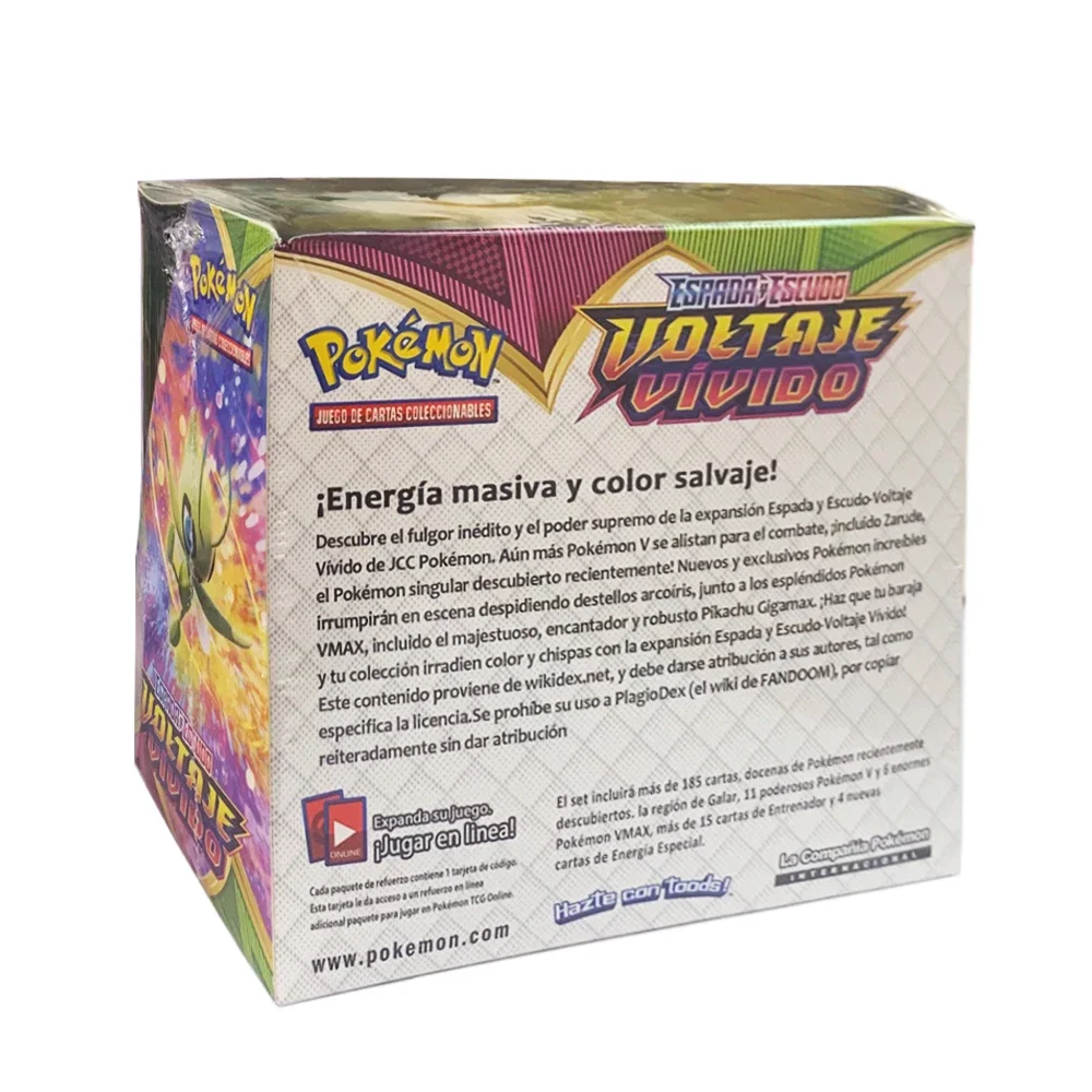 Hiszpańska wersja Pokémon TCG: Voltaje Vivio Mentes Unidas Booster Box Pokemon Cards Box Energy Kolekcjonerska karta