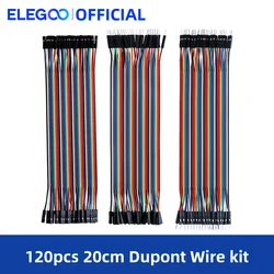 ELEGOO 120pcs 20cm Multicolored Dupont Wire Breadboard Jumper Wires Ribbon Cables Kit Compatible with Arduino Projects