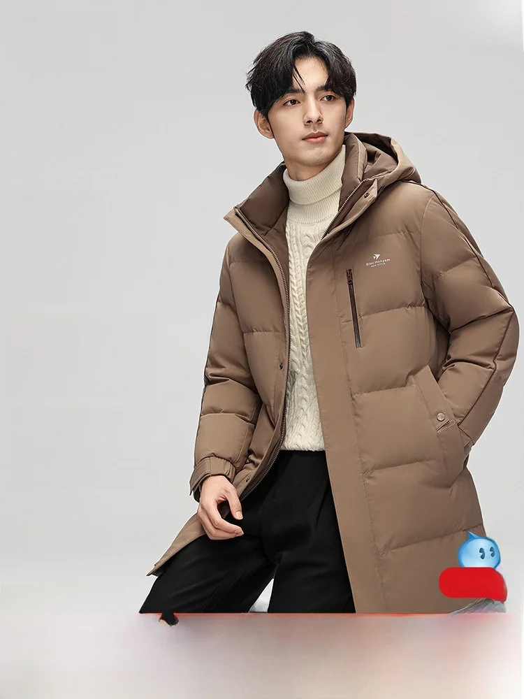 

Мужская удлиненная пуховая куртка Snowy Flight Spring 2026 с капюшоном, теплая, термоизолирующая, деловая, повседневная, модная, универсальная верхняя одежда