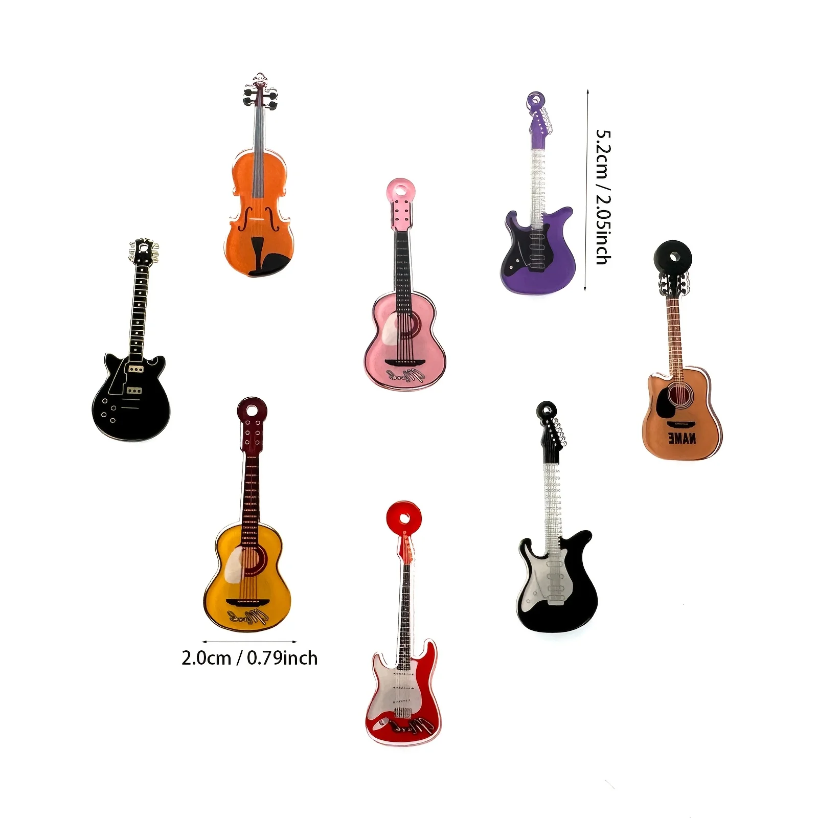 6-Piece Set of Random Style Guitar Fridge Magnets, Realistic Violin and Electric Guitar Shaped Magnets, Personalized Acrylic Musical Instrument Fridge Magnets for Music Enthusiasts