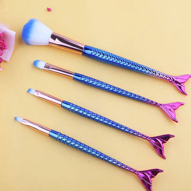 6Color Mermaid Makeup Brushes Set Cosmetic Powder Eye Shadow Foundation Blush Brush Soft Beauty Make Up Tool Maquiagem Gradient