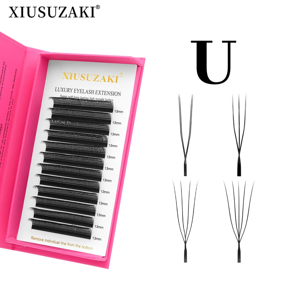 Extensión de Pestañas XIUSUZAKI Forma U YY 3D 4D 5D Nuevo Estilo U 2D YY Abanicos Premade de Visón Volumen Postizas