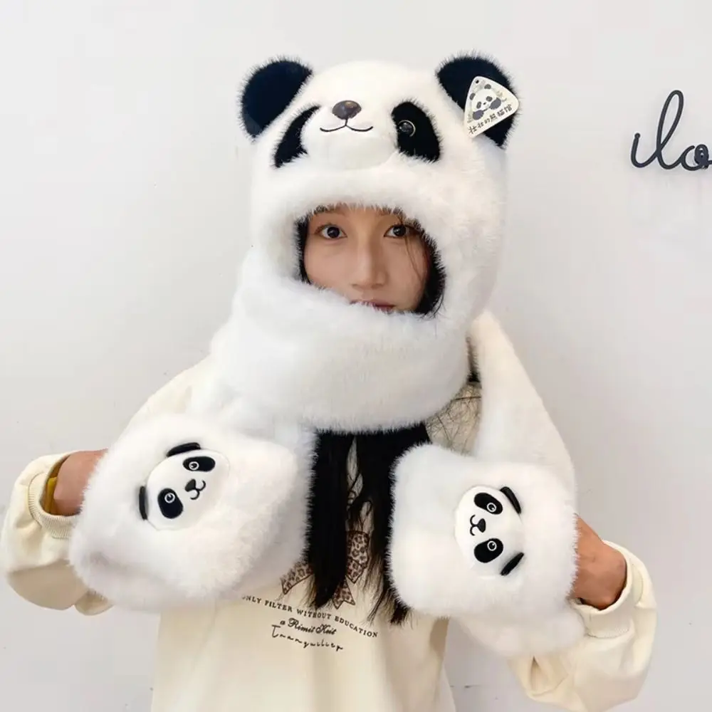 Knuffel Storytelling Panda Pluche handpop Zachte sjaal Panda Pluche nekkussen Simulatie Handschoenen Panda Pluche hoed Nieuwjaar