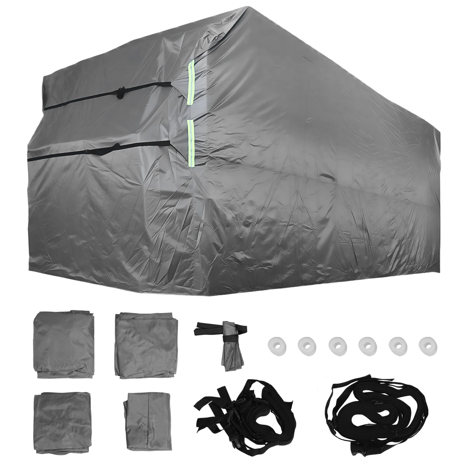 

420D Оксфордская ткань, дорожный прицеп, чехол для автофургона, чехлы для желоба, анти-УФ-защита для прицепа с крышками для шин и домкратов, выдвижная крышка для кемпера