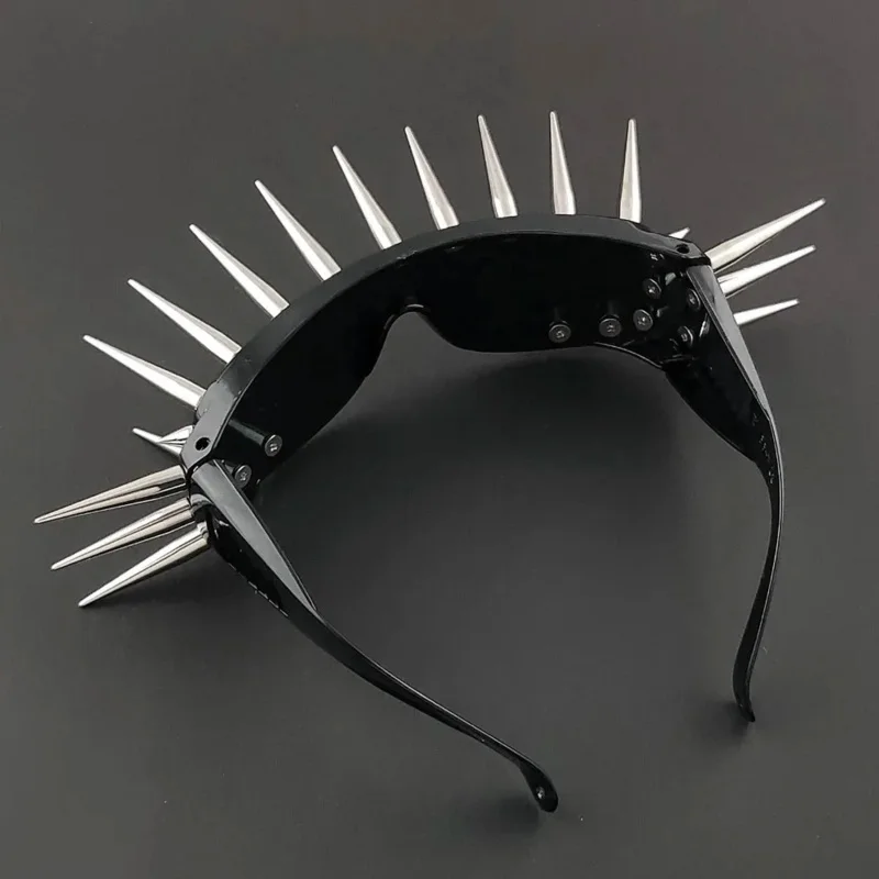 Lunettes de soleil Punk Rock Spike unisexe, rivet en métal noir, hommes et femmes