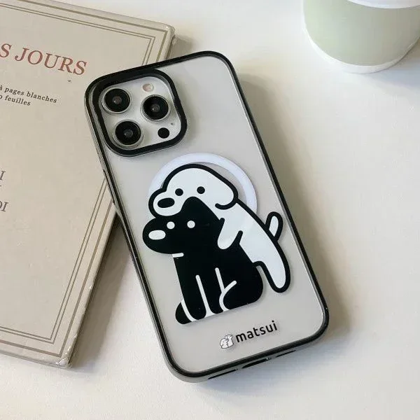 Cute Dog Friend 2.0 Acrylic Black Border iPhone 12 13 14 15 16 Pro Max Case - Protective iPhone Case with MagSafe