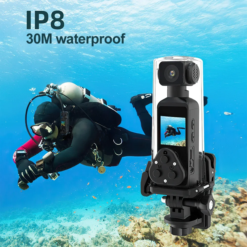 4K Action Camera Pocket Wifi Mini Sports Camera  270° Rotatable Sports Photo Video Vlog Recorder with Microphone Waterproof Case