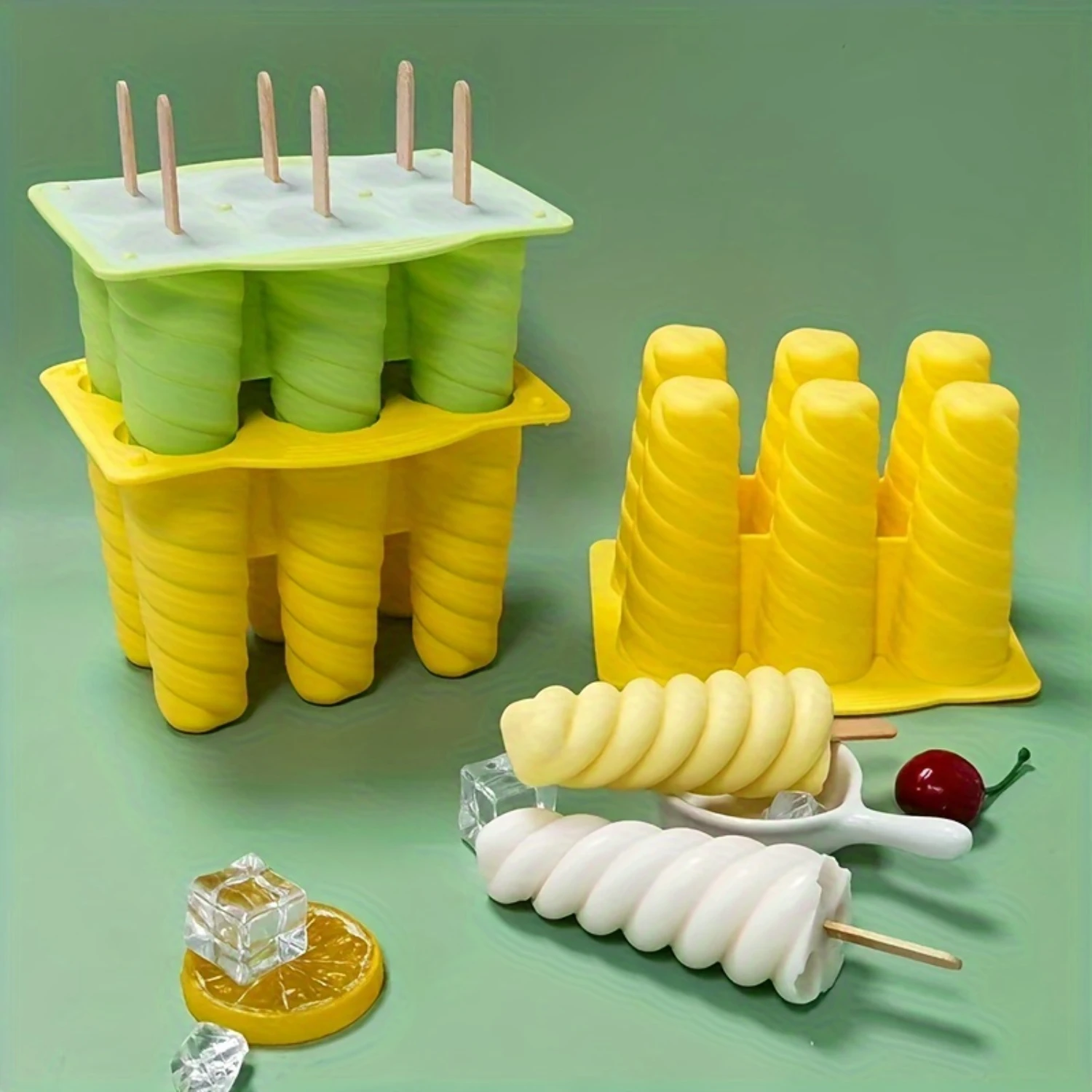 Спиральная силиконовая форма для мороженого с 6 отверстиями — легкая машина для мороженого «сделай сам» с результатами качества в ресторане — идеально подходит для летнего пляжного отдыха