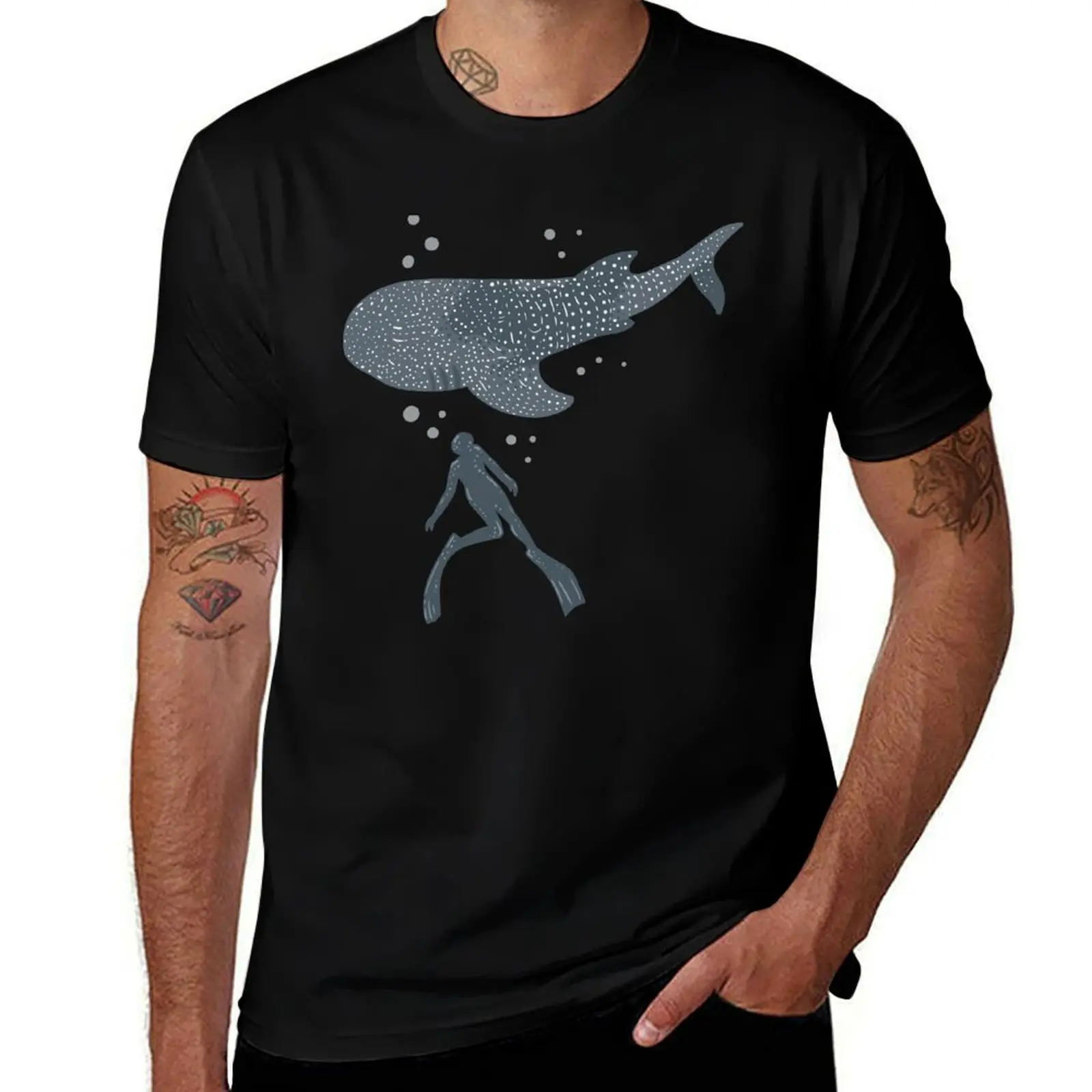 

Футболка Whale Shark Free Diver, мужские футболки, футболки с рисунком для мужчин, винтажная футболка с графикой