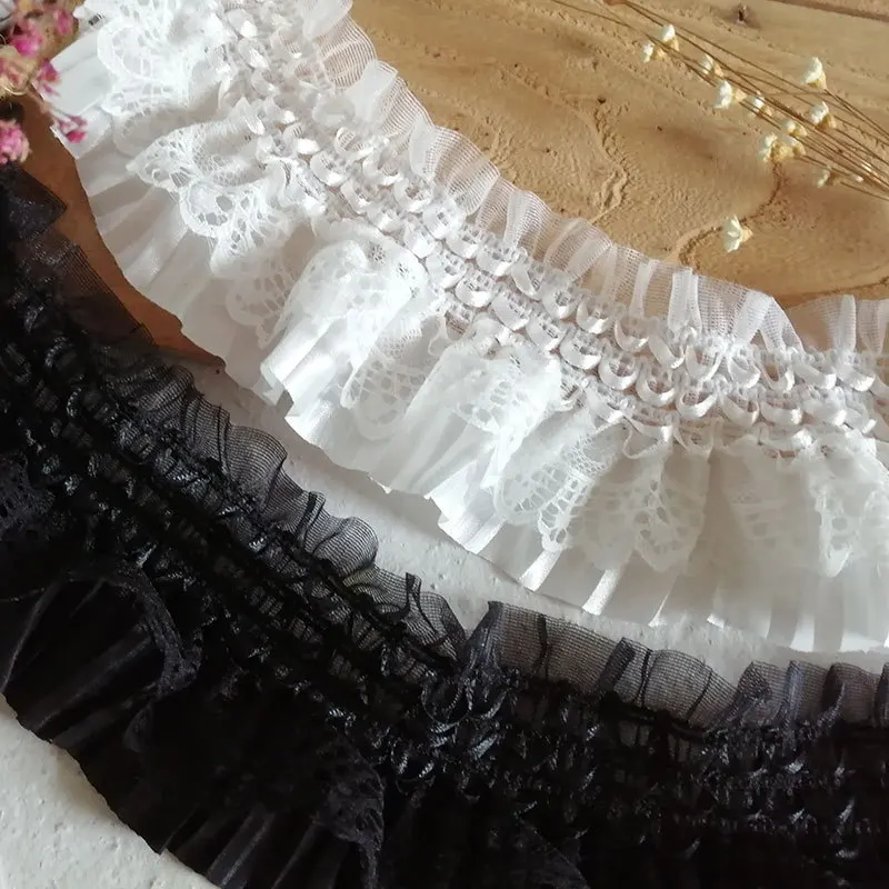 

90 CM Sweet Elegant Double-layer Elastic and Flexible Lace Collar and Cuffs Decoration Clothing Accessories Handmade Materials