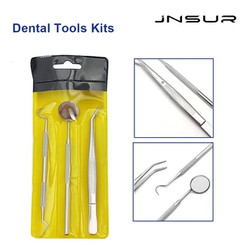 Caixa de ferramentas preparada para dentista básica, kit de ferramentas dentárias de aço inoxidável 304, espelho dental, pinça, instrumento de cuidados bucais