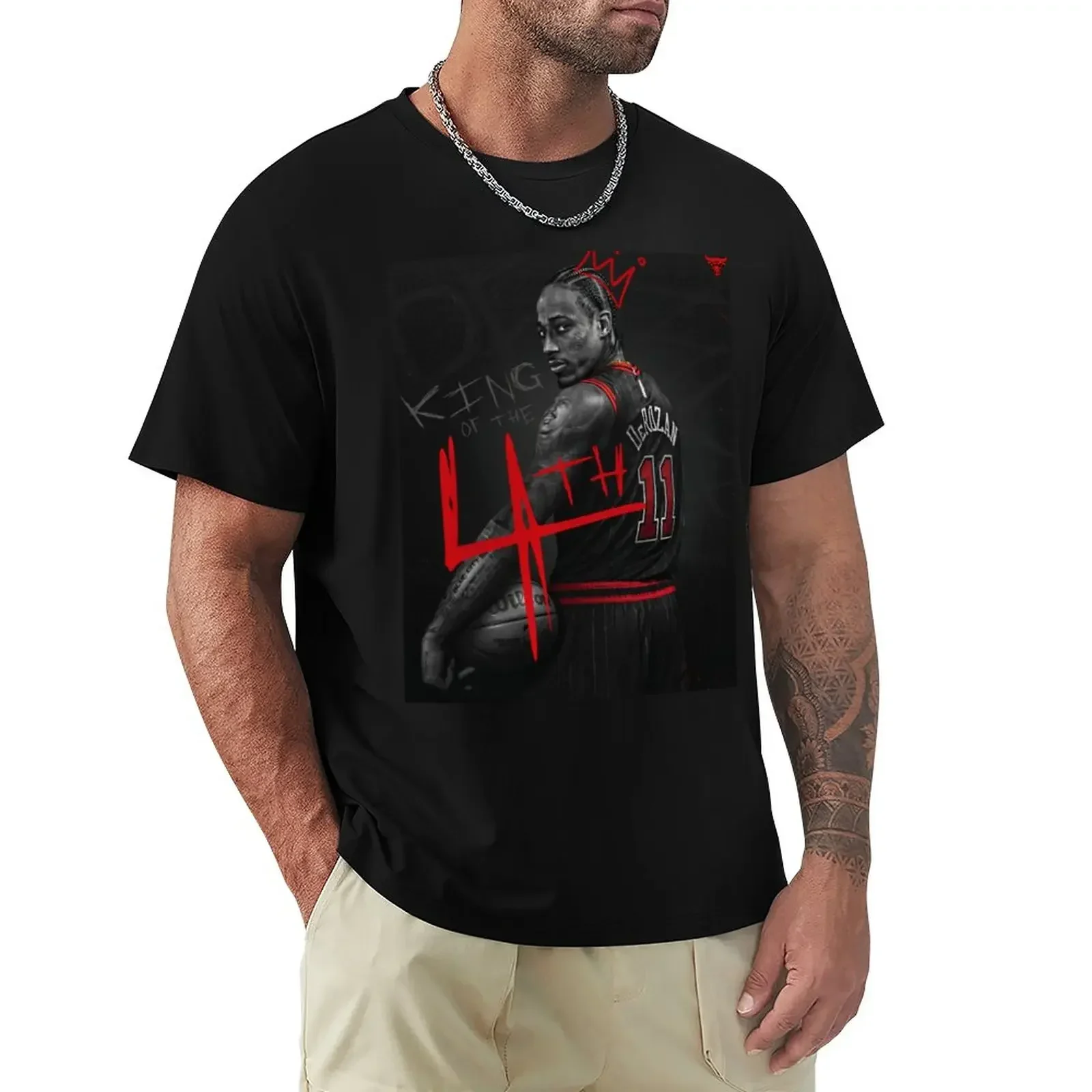 kawaii clothes cute tops Aesthetic clothing t shirt for men Demar Derozan King T-Shirt Hot Sale Round Collar harajuku Crewneck