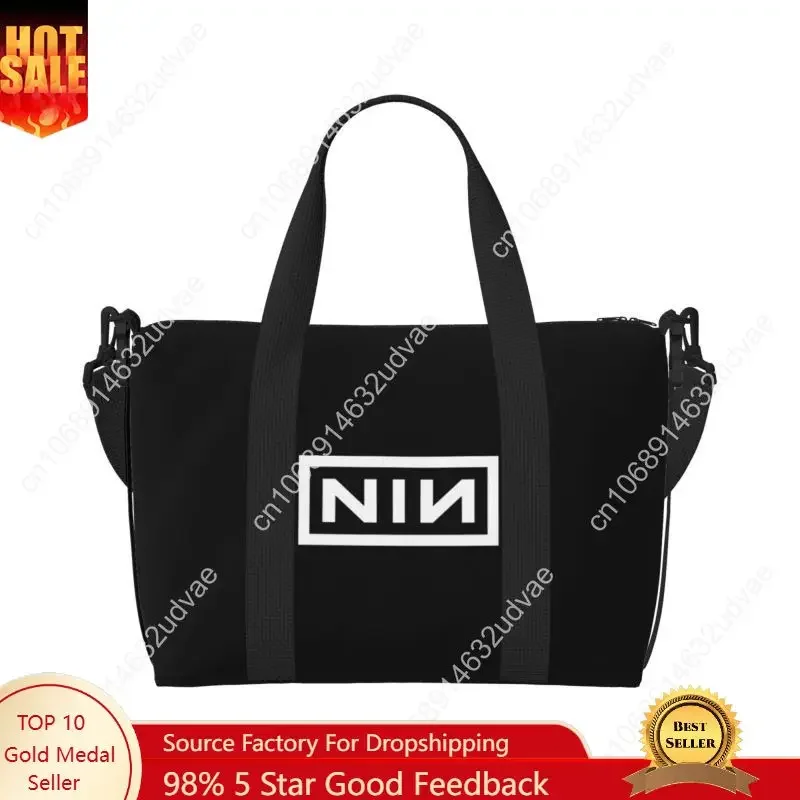 nin-レトロロゴプリントトラベルダッフルバッグポータブルスポーツジムヨガバッグウィークエンダーオーバーナイトハンドバッグ機内持ち込み荷物トートバッグ