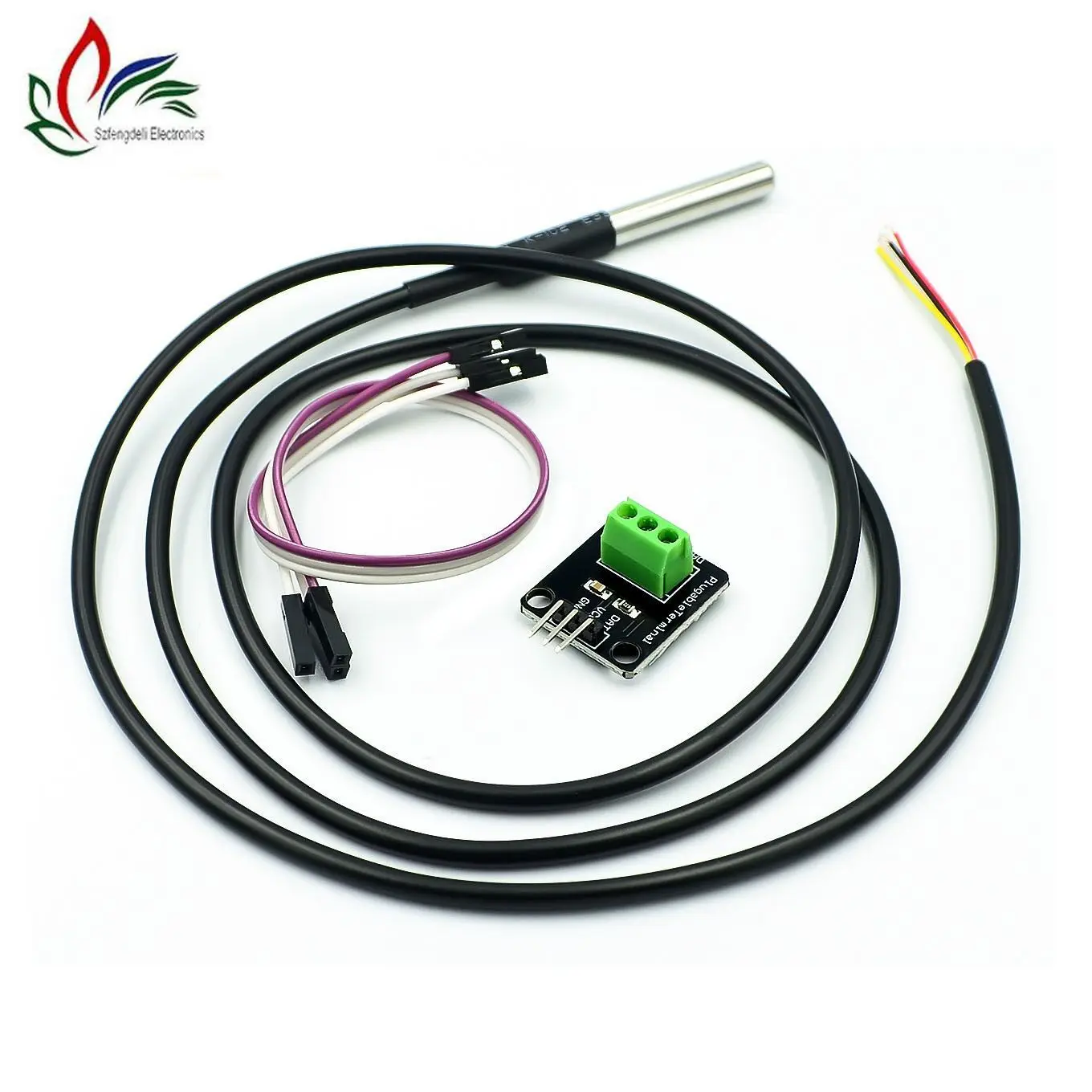 

DS18B20 Temperature Sensor Module Kit Waterproof 100CM Digital Sensor Cable Stainless Steel Probe Terminal Adapter For Arduino