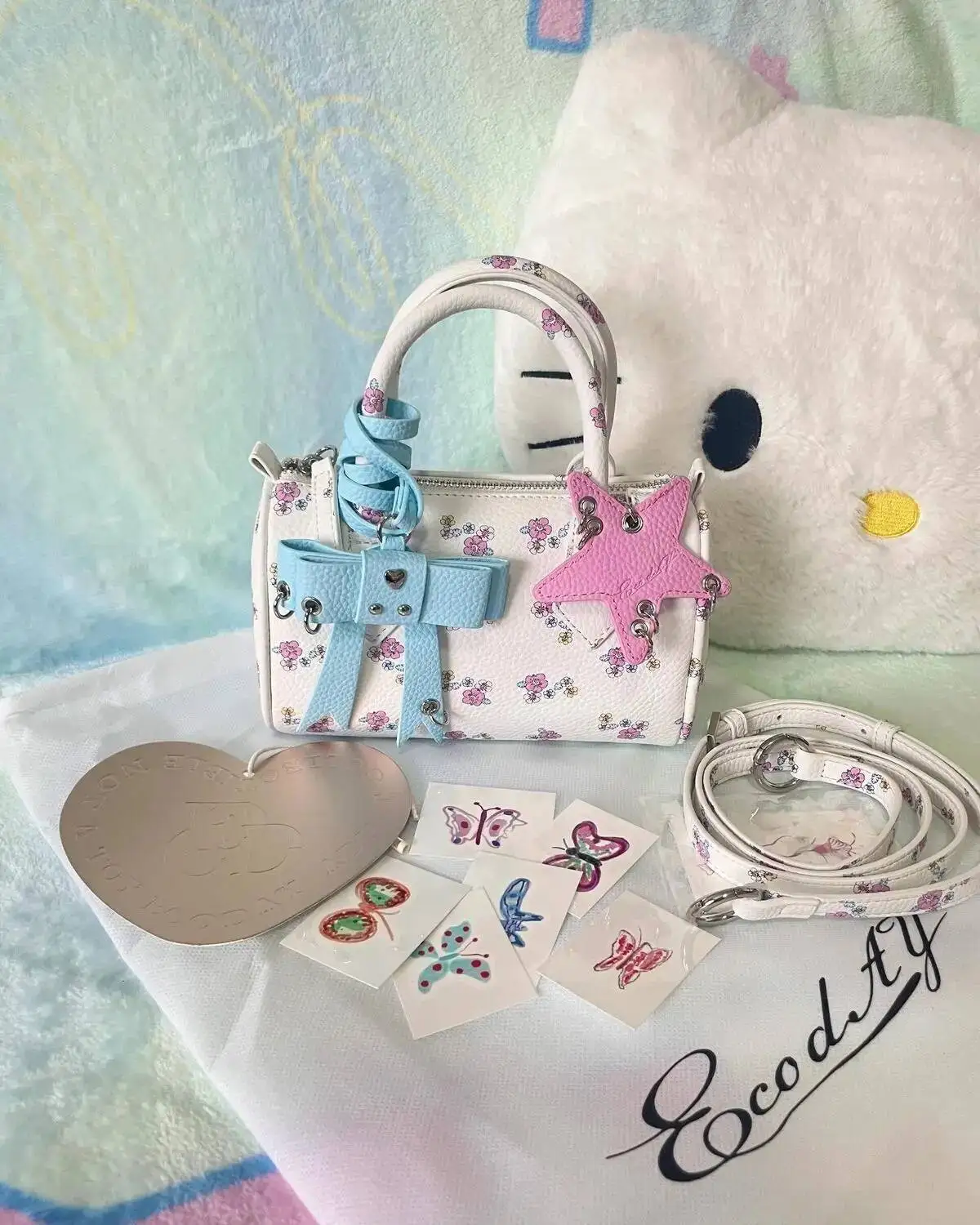 Bloom Summer Hot Girls Floral Y2k Hand Women Haruku Cylinder Handle Messenger Bag Purse Female Dopamine Crossbody Bags