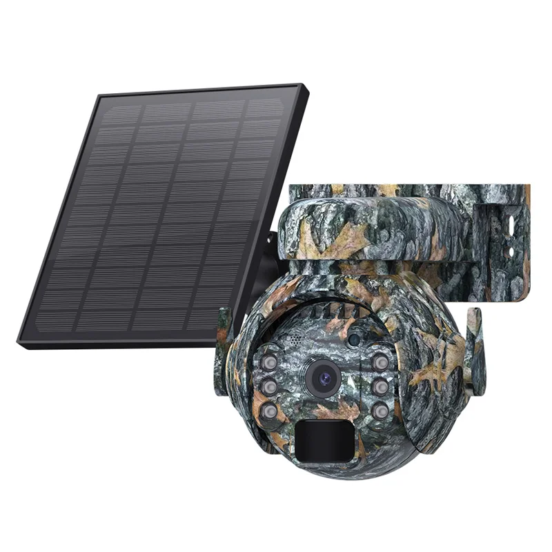 Cámara de seguridad PTZ con energía Solar, videocámara inalámbrica de 3MP, 4G, WIFI, para exteriores, Visión de 360 °, monitoreo de animales, Camuflaje