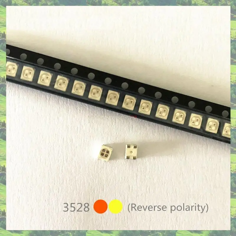 

A59Z-200PCS 3528 Amber+Yellow PLCC-4 Reverse Pole ,617Nm+587Nm , 50MA 2V 0.1W Bicolor SMD LED Lamps Light Beads LAYT67B