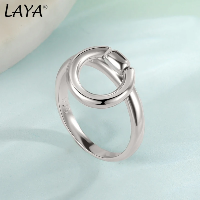 LAYA 925 Sterling Silver Irregular Unique Design Plain Silver Finger Ring For Women Fashion Original Fine Jewelry 2022 Trend