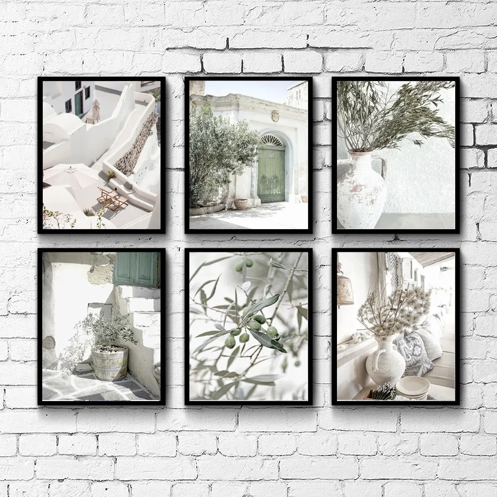 Santorini Canvas Print, Boho Greece Photography, Greece Wall Art, Coastal Travel Home Decor Picture Living Room Canvas Paiting