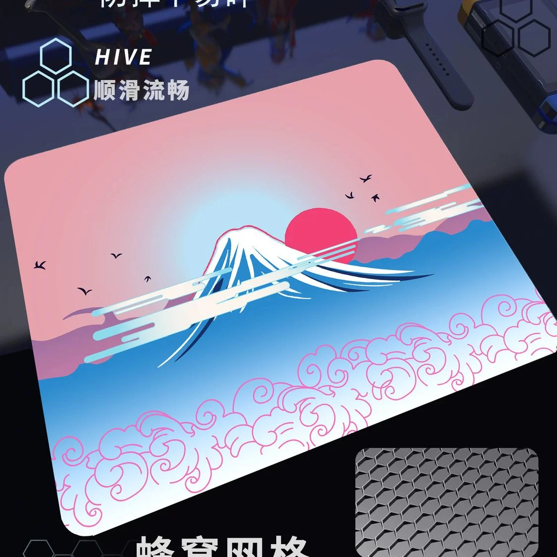 Japanese Mount Fuji Mountain Glass Gaming Mouse Pad Smooth Frosted Surface Desk Mat Tempered Upgrade FPS Office Mousepad Esports