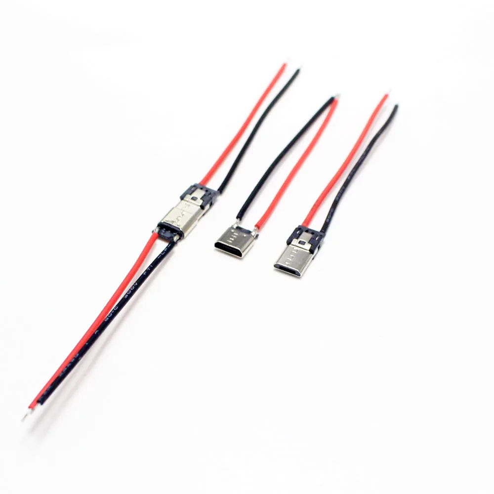 2/5 buah mikro USB tipe-c 2Pin horisontal/vertikal 2P sederhana disolder pria Plug-in papan konektor USB-C pengisian cepat