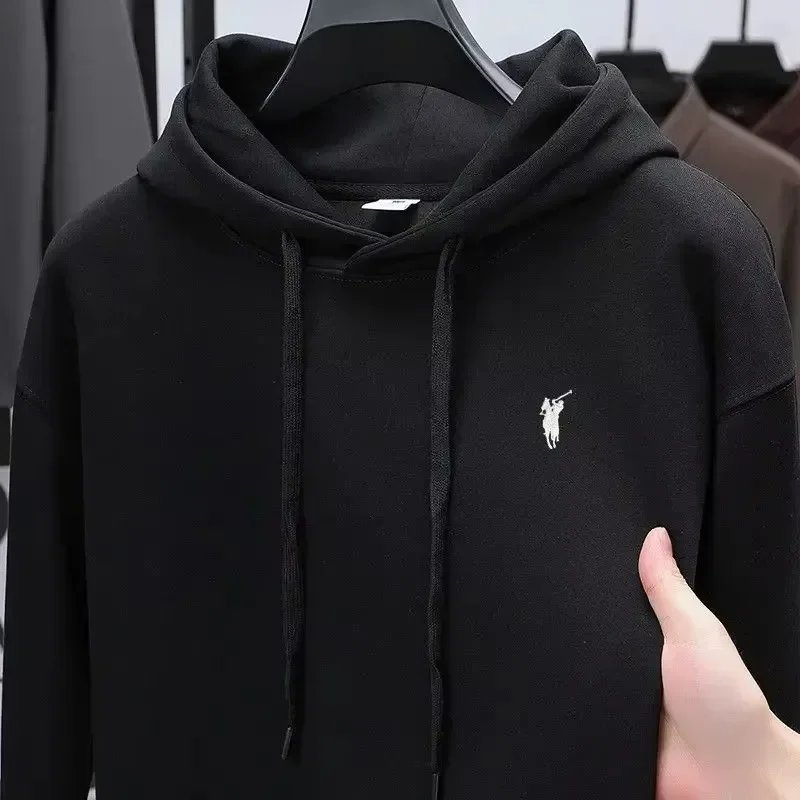 Alta calidad marca de lujo otoño clásico Ralph Lauren bordado hombres deporte Sudadera con capucha cálido manga larga abrigo de moda para hombres