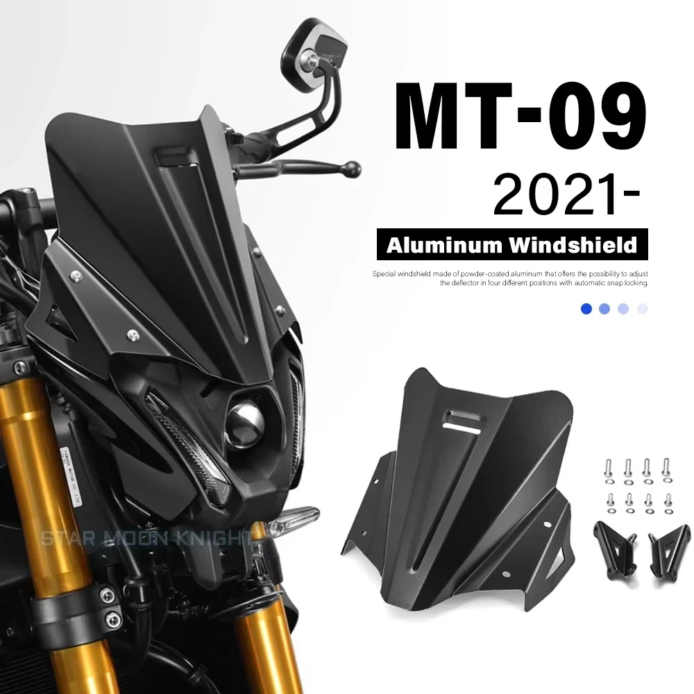 Motorcycle Aluminum Windscreen Windshield For YAMAHA MT09 MT-09 MT 09 2021 2022 2023 Accessories Wind Shield Deflector Protector