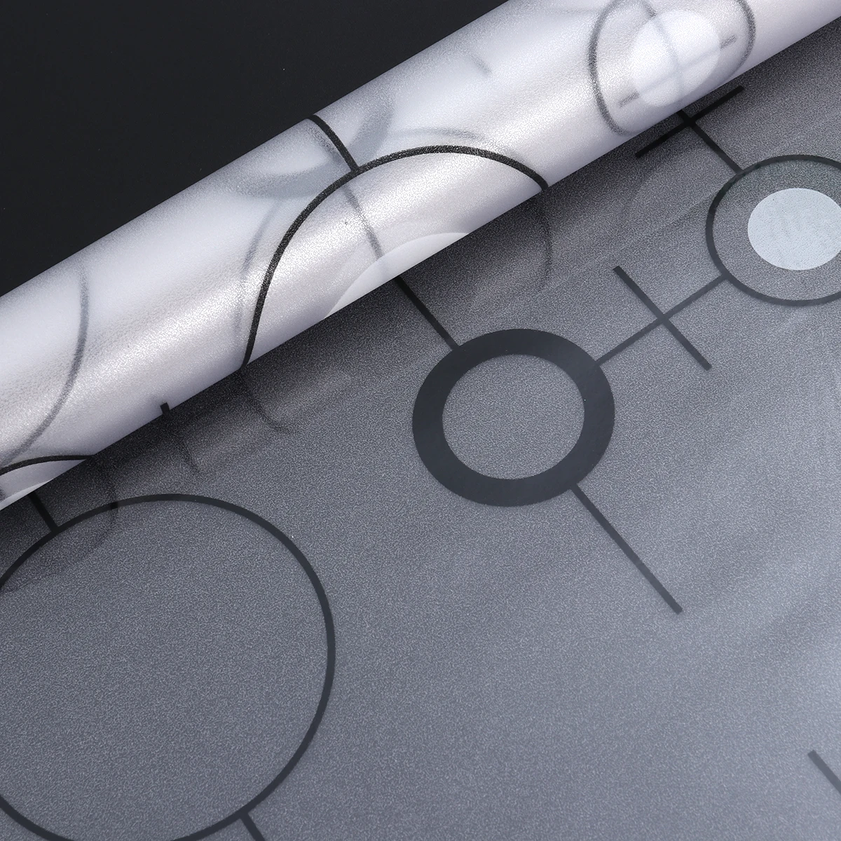 100x45cm Effect Window Film Black White Circle Design Self Stick Privacy Sticker for Glass Surfaces Home Decoration